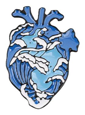 神奈川冲浪里徽章鲸鱼胸针配饰
