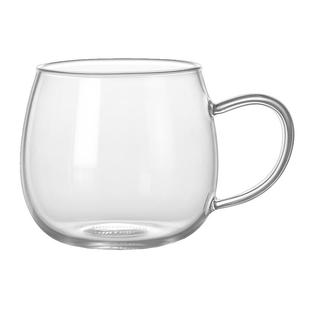 透明玻璃杯高硼硅耐热玻璃水杯高透明度把手杯子咖啡杯单杯微波炉