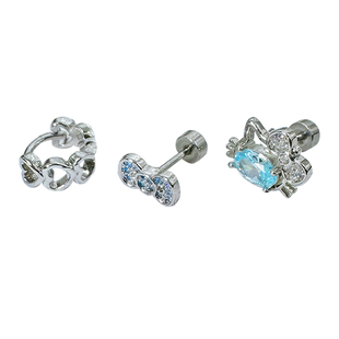 二十二丁目  甜酷风KT小猫耳钉女闪钻爱心耳圈可爱少女钛钢耳饰