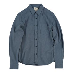 小溪原创衬衫男士长袖修身纯色全棉复古衬衣商务休闲秋冬厚款外套