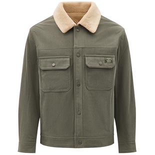 CAT卡特25春季男士加绒宽松羊羔绒翻领休闲夹克短款男士外套