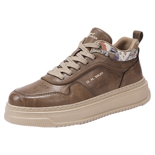 公牛世家男鞋冬季2026新款复古皮面休闲板鞋男款厚底时尚百搭潮鞋