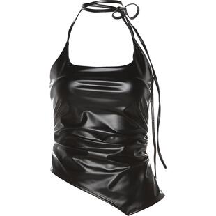 WEIRD PUSS 气质高冷御姐范黑色小吊带女修身显瘦不规则百搭背心