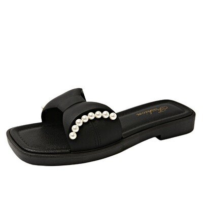 珍珠小香风外穿平底女拖鞋夏季