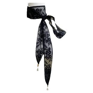 夏季薄款蕾丝镂空围巾网红细长条领巾百搭扎头发丝巾装饰围脖女