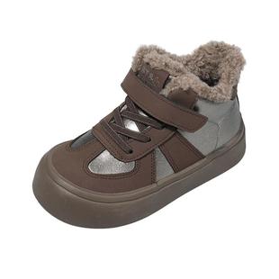 星期六童鞋儿童运动鞋加绒保暖鞋女童中帮板鞋秋冬季新款宝宝鞋子