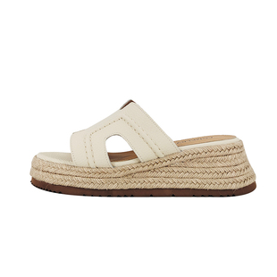 喵唔的天空2025年夏季新款草编厚底拖鞋女沙滩外穿度假坡跟凉鞋