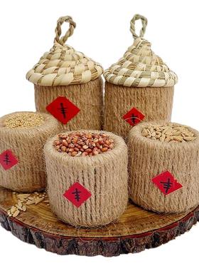 五谷丰登丰收节粮仓手工编织摆件