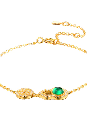 新中式黄金包银祖母绿项链女999纯银手链2023新款爆款银饰高级