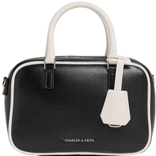 CHARLES&KEITH25冬新款CK2-30151589拼色小方包波士顿包保龄球包