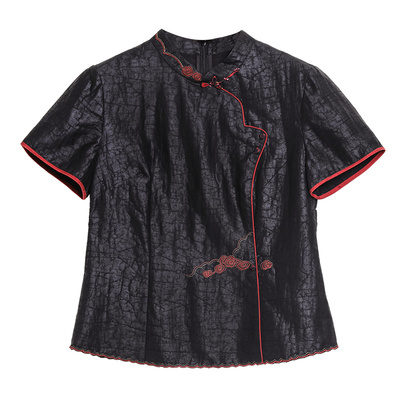 龟裂纹香云纱上衣2025新款修身显瘦真丝桑蚕丝杭州专柜品牌妈妈装