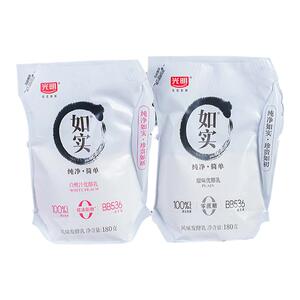 光明如实酸奶0蔗糖原味优酪乳益生菌风味发酵乳白桃汁味180g/袋装