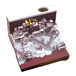 3D立体纸雕便签本西藏拉萨景点布达拉宫模型灯光文创纪念品伴手礼