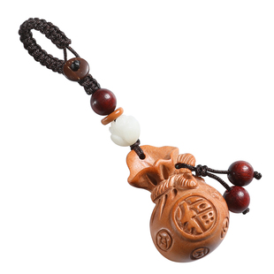 桃木福袋招财汽车钥匙扣挂件男女钥匙链书包挂饰手机链挂绳子吊坠