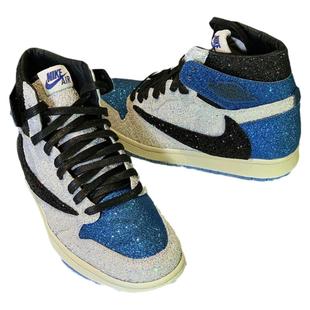 STY定制Air Jordan 1 AJ1 TS藤原浩联名 倒钩高帮板鞋 亮片满天星