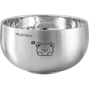 沃德百惠316不锈钢碗可爱卡通儿童汤碗家用成人吃饭碗抗摔食堂碗