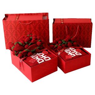 结婚礼物送新人新娘闺蜜高级实用订婚新婚红玫瑰花束毯子百喜毯