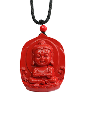 朱砂吊坠宝宝佛项链挂件红砂复古风本命年男女士吉祥纳福礼物饰品