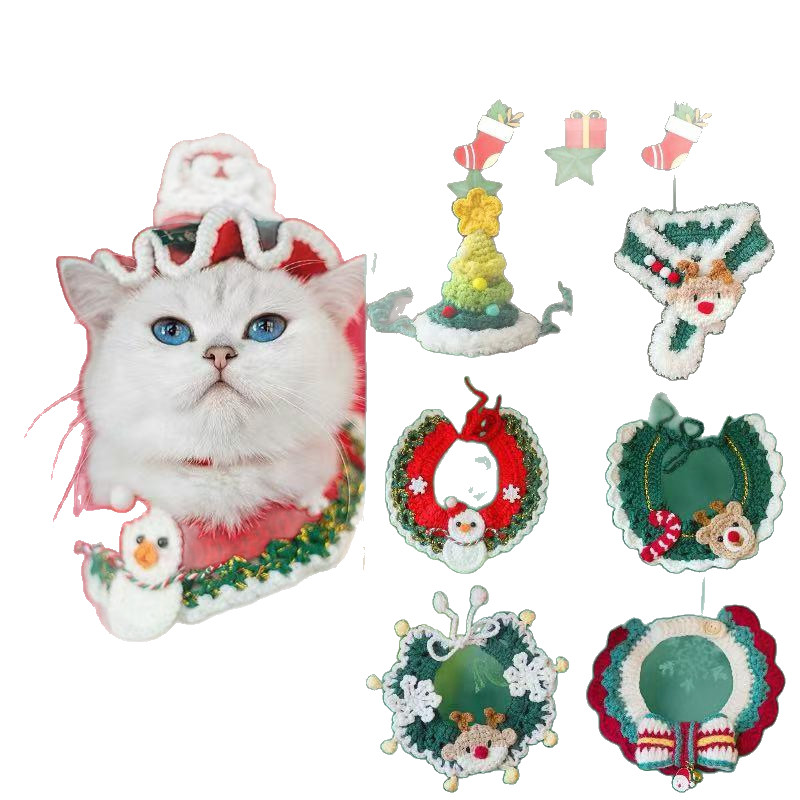 猫咪圣诞围脖秋冬项圈衣服装扮可爱宠物装饰冬季小猫狗狗猫咪围巾