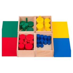 蒙氏蒙台蒙特梭利教具儿童早教益智玩具感官专业版教具彩色圆柱体