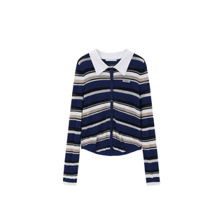 REVAN芮范设计师款层次感条纹毛衣短开衫RL32801177