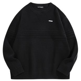 太平鸟男装 休闲毛衣冬季肌理条纹宽松毛衫男士上衣毛衣