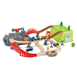 Hape木制火车轨道积木小镇运输收纳套装男孩女孩宝宝益智玩具礼物