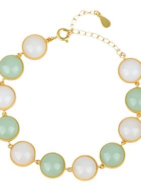 2025夏季轻奢小众女款彩色多宝仿和田玉蛋面手链复古风高级感手串