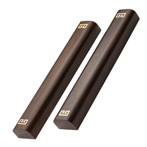 红木书法框尺用品 中式文房四宝压书神器小摆件 毛笔镇尺木镇纸镇木压纸石免费刻字 原木压条嵌黄铜礼盒装