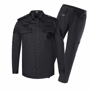 511保安作训服春秋长袖套装秋冬季黑色工作服安保制服男加厚冬装