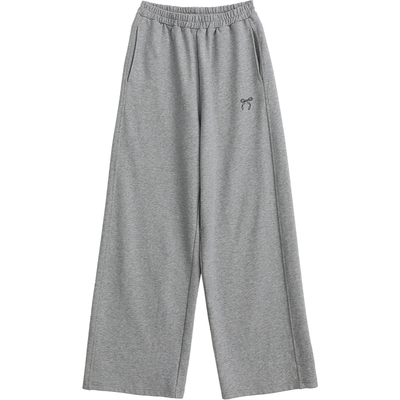 诺诺公主S1N初中生运动裤女2026春季加绒蝴蝶结刺绣大童休闲卫裤