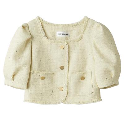 LILY BROWN2025秋冬新品泡泡袖露腰小香风毛呢短外套LWFJ254016