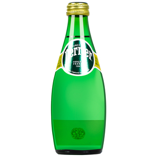 法国perrier巴黎水330ml玻璃瓶充气天然矿泉水气泡水经典小绿瓶