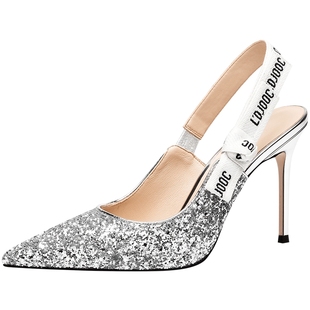 【经典系列】JOOC玖诗格丽特高跟鞋女尖头后空蝴蝶结细跟单鞋