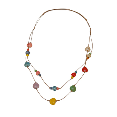 彩色长款陶瓷锁骨链女夏天