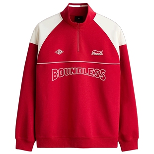 【新年系列】HM男装卫衣半拉链红色马年本命年印花套衫1307977