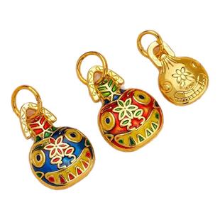 爆款香灰琉璃升级吞金兽沙金手链吊坠珐琅彩古法烧蓝一家招财配件