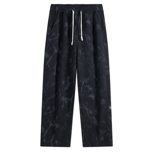 胖胖哥灯芯绒脏脏裤男春季宽松大码直筒阔腿加绒运动卫裤休闲长裤