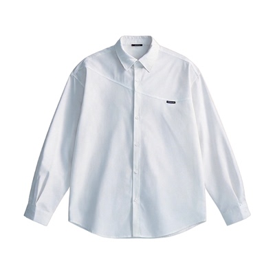 Dream made 设计感白色领带长袖衬衫男春季美式cleanfit男生衬衣