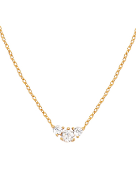 老钱风三颗闪钻迷你锁骨链女款