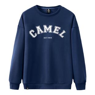 骆驼运动卫衣男女情侣款复古字母套头卫衣休闲宽松薄款运动上衣