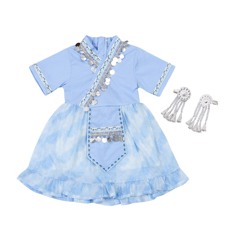 六一儿童表演服夏季女童汉服唐装少数民族舞蹈服三月三演出服夏装