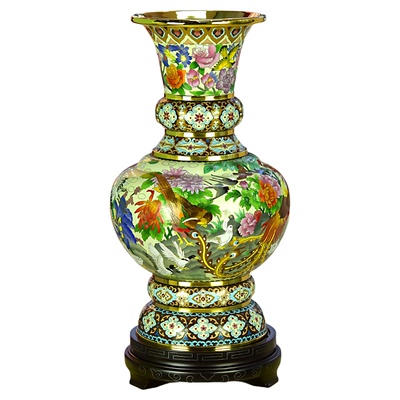 北京珐琅景泰蓝花瓶20寸百鸟朝凤