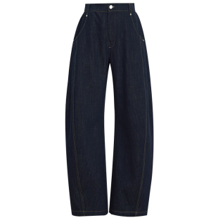 夏莫卡100%棉原牛蓝牛仔裤女显瘦长裤弧形加长丹宁牛仔香蕉裤7807