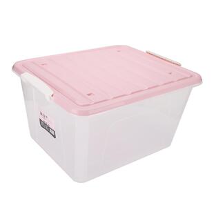 茶花加厚塑料收纳箱家用大号衣服被子储物箱带透明滚轮