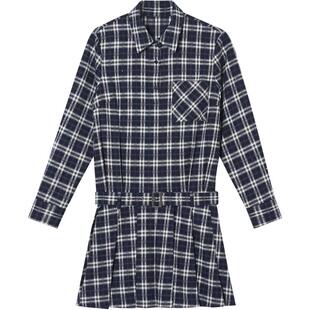 SALT.P可颜深蓝格子衬衫式假两件连衣裙短款2026春新款AC36105210
