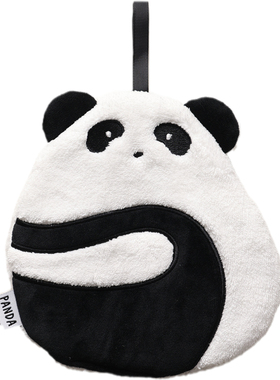 可爱熊猫可挂式擦手巾儿童成人加厚厨房吸水不掉毛抹手布毛巾手帕