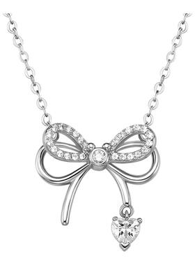 迪士尼纯银蝴蝶结项链生日礼物
