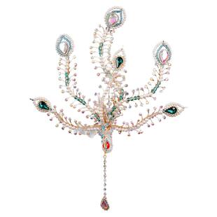 明制仕女造型同款头饰复原款偏凤发钗珍珠长流苏额饰步摇凤凰发冠