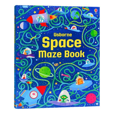 Usborne出品 太空冒险迷宫书Space Mazes Book 英文原版绘本 益智图书迷宫大开本游戏书 培养逻辑思维能力 儿童智力开发启蒙图画书